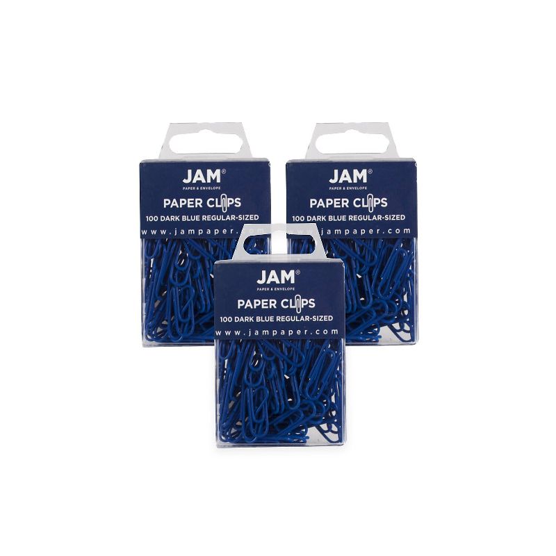 JAM Paper Colored Standard Paper Clips Small 1 Inch Dark Blue Paperclips 42186868B, 1 of 4