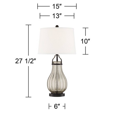 Curved Fluted Mercury Glass Table Lamp with White Drum Shade