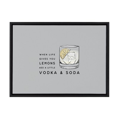 18" x 24" Sylvie When Life Gives You Lemons add Vodka and Soda Framed Canvas Black - Kate & Laurel All Things Decor