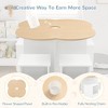 Toddler Table and Chair Set with 4 Storage Stools, Flower Shaped Nesting Design Table with Built-in Pen Holder, Kids Table, Natural & White - 3 of 4