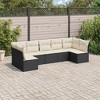 vidaXL 7 Piece Patio Sofa Set with Cushions - Black and Cream Without Table - 2 of 4
