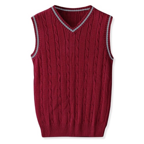 Lars Amadeus Men s Classic Knitted Sleeveless V neck Pullover Sweater Vest Burgundy Large Target