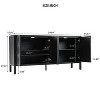 Stylish Storage Cabinet Sideboard,Unique Geometric Circle Door Design, MDF Wooden Cabinet with Adjustable Shelves,for Study, Entryway -Black - 2 of 4