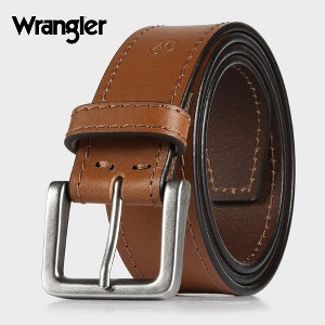 Wrangler Men's Casual Everyday Classic Top-Grain Leather Belt for Mens Jeans & Pants, Branded Belt Male Accessories, Gift for Mens Boyfriend Husband - 1 of 4