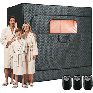 AMERLIFE Outdoor Sauna Tent, Portable Wood Burning with Stove, Steam for Dry Sauna, Oxford Cloth & Carbon Steel Stove with Stones, Grey - 1 of 4