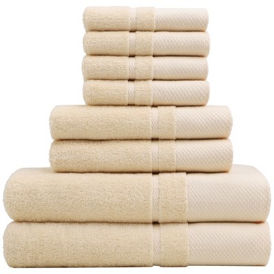 PiccoCasa Hand Towel Set Soft 100% Combed Cotton Luxury Towels Highly  Absorbent Bath Towel Beige 4pcs