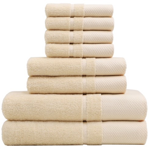Piccocasa 100% Combed Cotton Soft 600 Gsm Absorbent Lightweight Shower Towel  Set 8 Pcs Champagne : Target