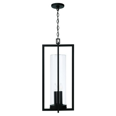Kent 25-Inch Black Clear Glass Outdoor Hanging Lantern
