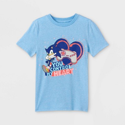 Boys' Sonic You Control My Heart Short Sleeve Graphic T-Shirt - Heathered Blue
