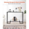 VEVOR 2-Tier Glass Console Table, Modern Rectangle Sofa Side Table with Tempered Glass Top and Iron Legs, Golden Consloe Desk, Black - 3 of 4