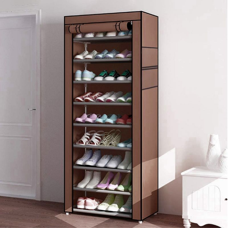SKONYON 10 Tier Shoe Rack: Dustproof Cover Free Standing Organizer for Entryway Closet, 2 of 10