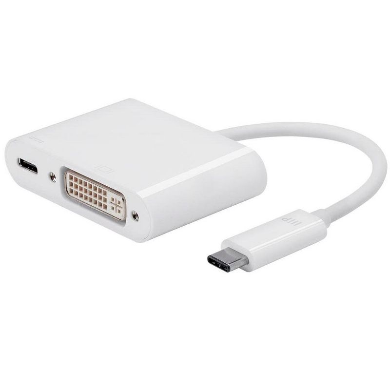 Monoprice USB-C to DVI and USB-C (F) Dual Port Adapter, Compatible With USB-C Equipped Laptops, Such As The Apple Macbook And Google Chromebook, 1 of 5