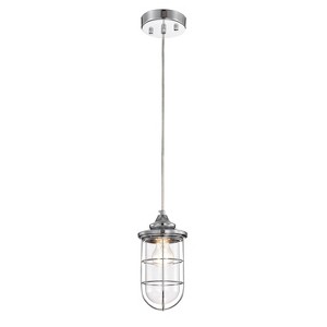 5" x 5" x 43" Tiago Glass Shade Pendant Lamp Silver - Warehouse Of Tiffany: Modern ETL Listed Ceiling Fixture - 1 of 3