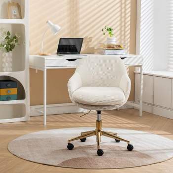 Mesh Fabric Home Office 360°Swivel Chair Adjustable Height With Gold Metal Base, Home Office Height Adjustable High Back Chair-The Pop Home