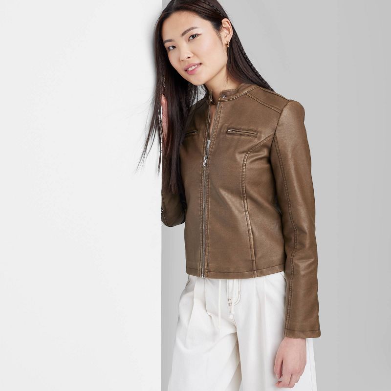 Women's Faux Leather Racing Jacket - Wild Fable™, 1 of 5