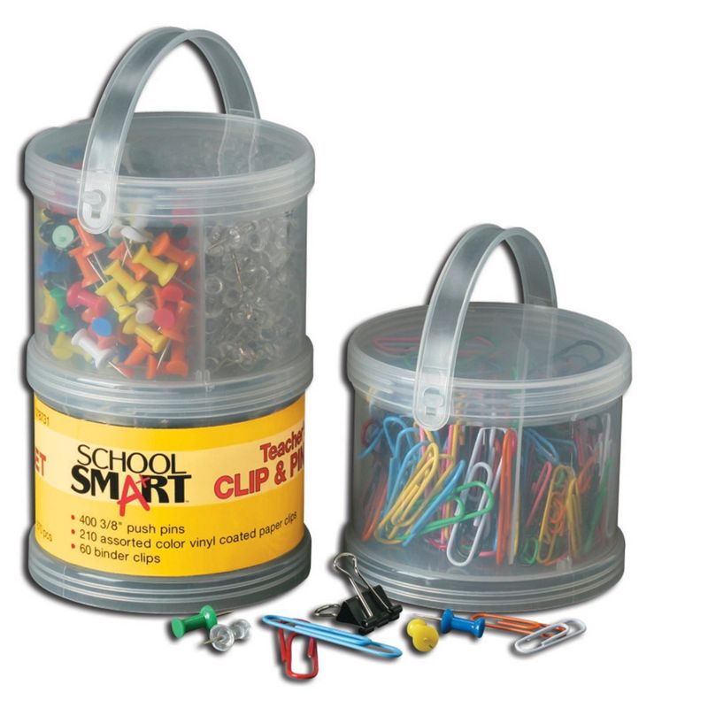 School Smart Vinyl Coated Teachers Clip and Pin Tubs, Set of 3, 1 of 4