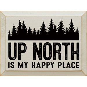 Slickblue Rustic Pine Wood Sign, "Up North Is My Happy Place", Multiple Colors, 9x12 Hanging Plaque - 1 of 3