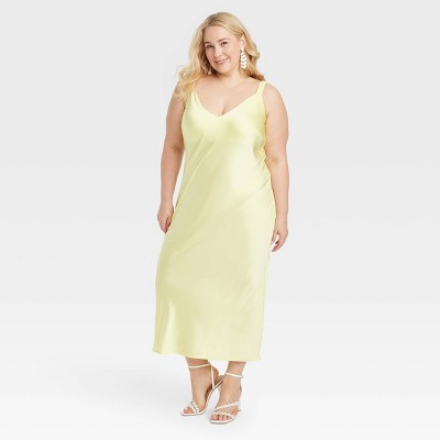 Women's Midi Perfect Slip Dress - A New Day™ Yellow 3X