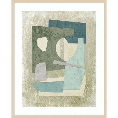 Mid-Century Abstract Geometric Lithograph with Brown Frame