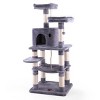 Sevobal Pet Tower Multi Level Cat Condo with Hammock Scratching Posts for Kittens Tall Cat Climbing Stand with Plush Toys, Gray, 24"*20"*57.5" - 2 of 4