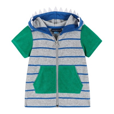 Image of Andy & Evan  Infant  Terry Zip Up Hoodie Cover Up. Gray, Size 9-12 Months.