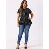 Agnes Orinda Women's Plus Size Polka Dots Fashion Workout Elegant Short Sleeves Peplum Top - 3 of 4
