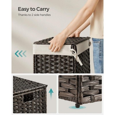 Brown Woven Storage Basket with Lid and Removable Liner