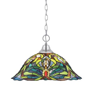 Toltec Lighting Any 1 - Light Pendant in  Chrome with 19" Kaleidoscope Art Glass Shade - 1 of 1