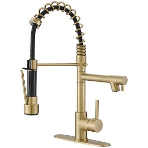 Single-Handle Pull-Down Sprayer 2 Spray High Arc Kitchen Faucet With Deck Plate - 1 of 4