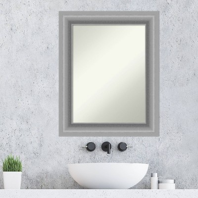 Peak Polished Silver Rectangular Bathroom Vanity Mirror