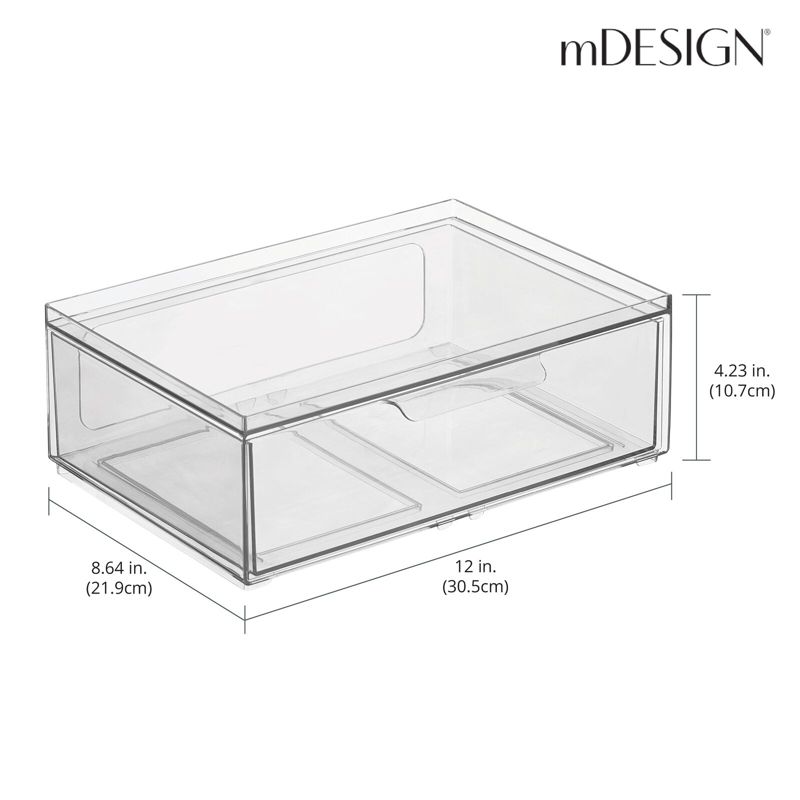 mDesign Plastic Stackable Bathroom Storage Organizer with Drawer, 4 of 9