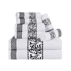 100% Cotton Medium Weight Floral Infinity Trim 8 Piece Bathroom Towel Set by Blue Nile Mills - 1 of 4