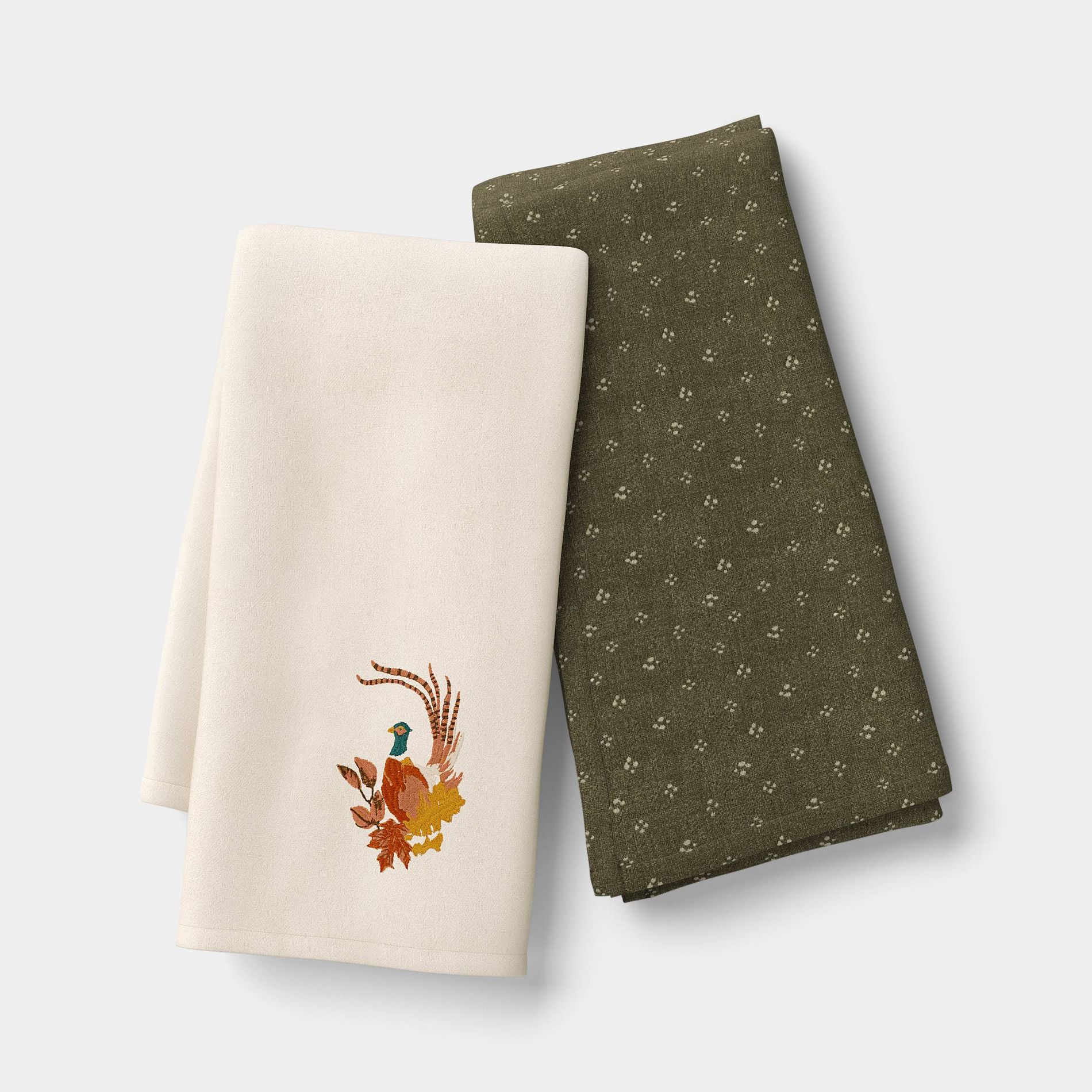 2pk Pheasant Kitchen Towels Cream - Threshold™