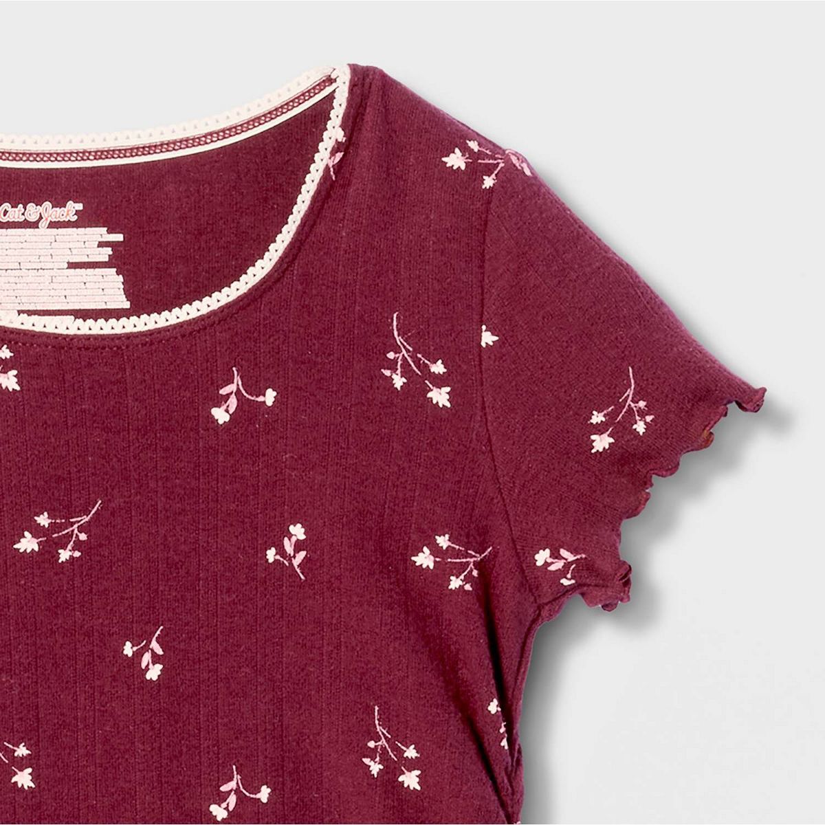 Girls' Short Sleeve Ribbed Floral Dress - Cat & Jack™ - thumbnail 8