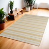HomeRoots 4' X 6' Yellow And Ivory Striped Dhurrie Hand Woven Stain Resistant Area Rug - 2 of 3