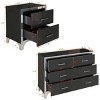 3 Piece Wood Dresser and 2 Nightstands Set, Black MDF Modern Bedroom Dresser Set with Metal Handles and Mirrored Decoration-Coolbibila - 4 of 4