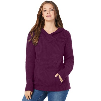 Roaman's Women's Plus Size Thermal Hoodie Sweater