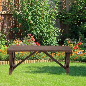 VYNXARIA Outsunny 2-Person Wooden Garden Bench - Rustic Wagon Wheel Design for Outdoor Charm - 1 of 4