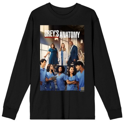 Greys Anatomy Begin Again Cast Poster Crew Neck Long Sleeve Black Adult ...