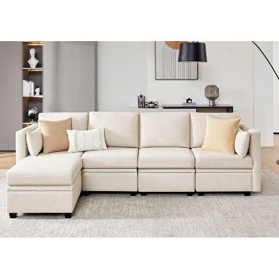 SweDrea 5 Seat Modular Sectional Sofa, Grey, L Shaped