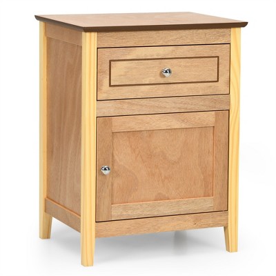Costway Nightstand with Drawer Accent Side End Table Storage Cabinet White\Natural\Espresso