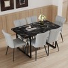 NicBex 5 PCS/7 PCS Black Marble Pattern MDF Dining Table Set with 4/6 Vertical Stripe Design Back Chairs for Kitchen/Apartment - 2 of 4