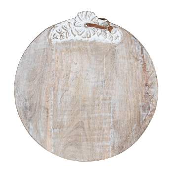 Large Round White Wood Cutting Board - Foreside Home & Garden