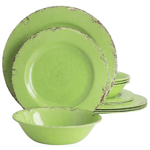 Green melamine dinnerware sale