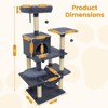 Costway 58” Tall Multi-level Cat Tree with Upholstered Perch & Cat Condo, Comfy Hammock Beige/Green+Orange/Light Gray/Dark Gray/Pink - 3 of 4