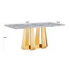 70 Inch Modern Design Dining Table, Rectangular Dining Table for 6–8 People, Faux Marble Table Top with Gold Stainless Steel Base-Cuddlewood - 4 of 4