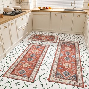 DOMETOUR Kitchen Rug Sets 3 Piece with Runner Non Slip Kitchen Rugs and Mats Washable Kitchen Mats - 1 of 4