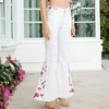 Anna-Kaci Women's Floral Daisy Embroidered Mid Rise Bell Bottom Fashion Style Jeans for Casual Looks - 2 of 4