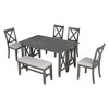 NicBex Dining Table Set for 6 Solid Wood Space Saving Foldable Table and 4 Chairs with Bench for Kitchen - 4 of 4