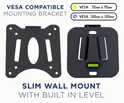 Black Low Profile Fixed TV Wall Mount for 13" to 27" Screens